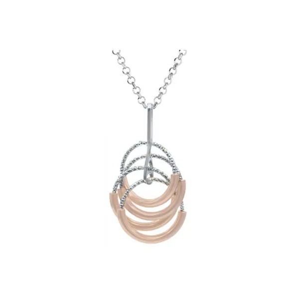 Sterling Silver and Rose Gold Plated Dangle Circle Necklace with Adjustable Chain West and Company Auburn, NY