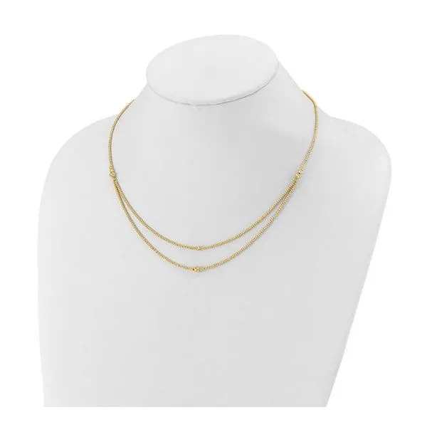 10K Yellow Gold Diamond Cut Bead Double Stranded Layered Necklace with Lobster Claw Clasp Image 2 West and Company Auburn, NY