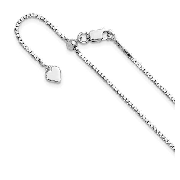 Sterling Silver 1.15mm Adjustable Box Chain - To 30 Inches Rhodium Plated West and Company Auburn, NY