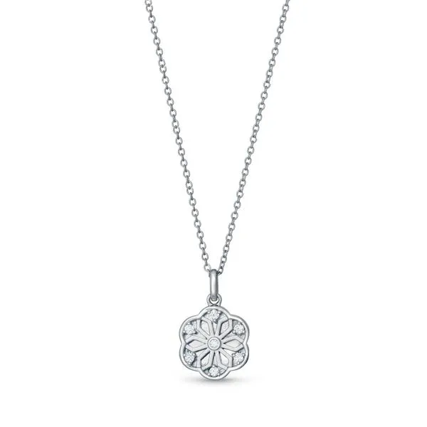 Sterling Silver Flower Design Slide Locket Pendant with Cubic Zirconia Accents West and Company Auburn, NY