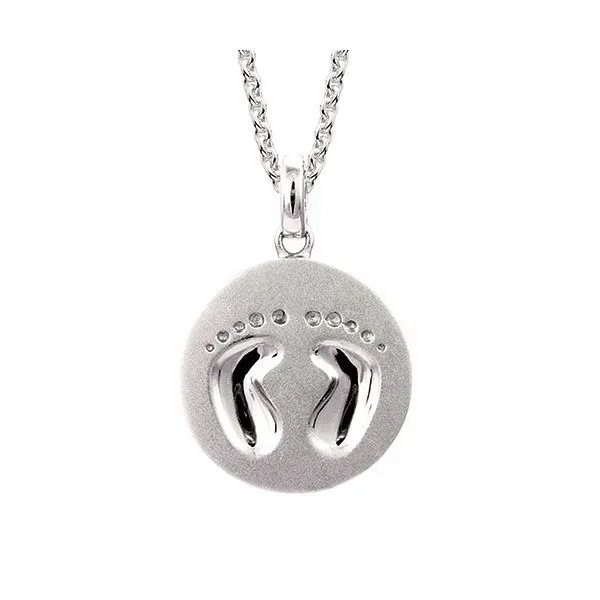 Sterling Silver Footprint Pendant with Adjustable Chain West and Company Auburn, NY