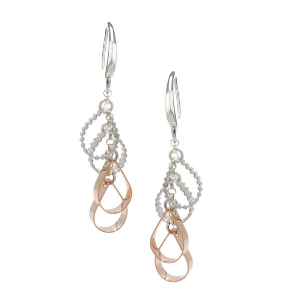Sterling Silver Rose Gold Plated Textured and Polished Teardrop Dangle Earrings West and Company Auburn, NY