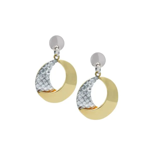 Sterling Silver and Yellow Gold Plated Circle Drop Earrings West and Company Auburn, NY