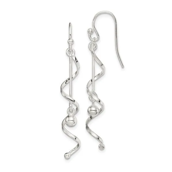 Sterling Silver Polished Twisted Dangle Earrings Image 2 West and Company Auburn, NY