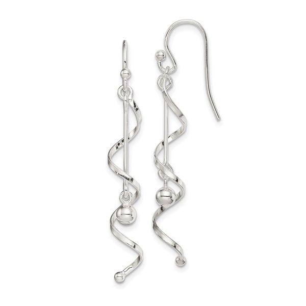 Sterling Silver Polished Twisted Dangle Earrings Image 2 West and Company Auburn, NY