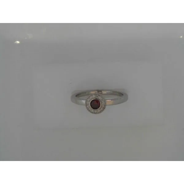 Platinum Finish Sterling Silver Micro pave Round Simulated Garnet Ring with Simulated Diamonds- Size 7 West and Company Auburn, NY