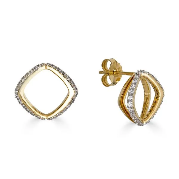 Sterling Silver and Yellow Gold Plated White Sapphire Earrings West and Company Auburn, NY