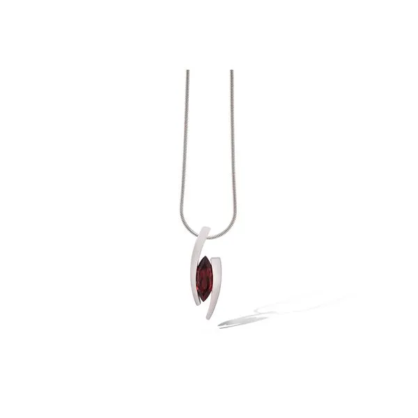 Sterling Silver Contemporary High Polished Marquise Garnet Slide Pendant West and Company Auburn, NY