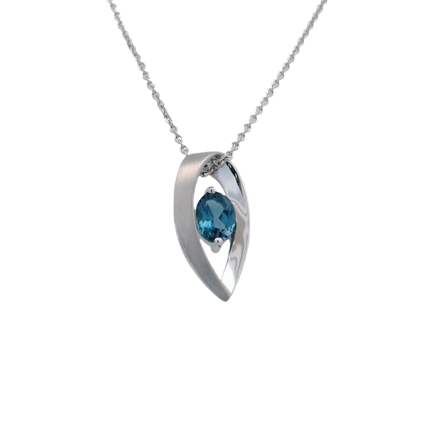 Sterling Silver Matte and High Polished London Blue Topaz Slide Pendant West and Company Auburn, NY