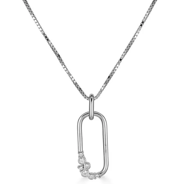 Sterling Silver White Sapphire Paperclip Pendant on Adjustable Chain 16-18Inch West and Company Auburn, NY