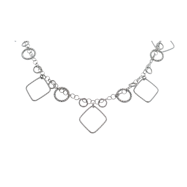 Sterling Silver Diamond Cut Circles and Squares Bracelet with Lobster Claw Clasp West and Company Auburn, NY