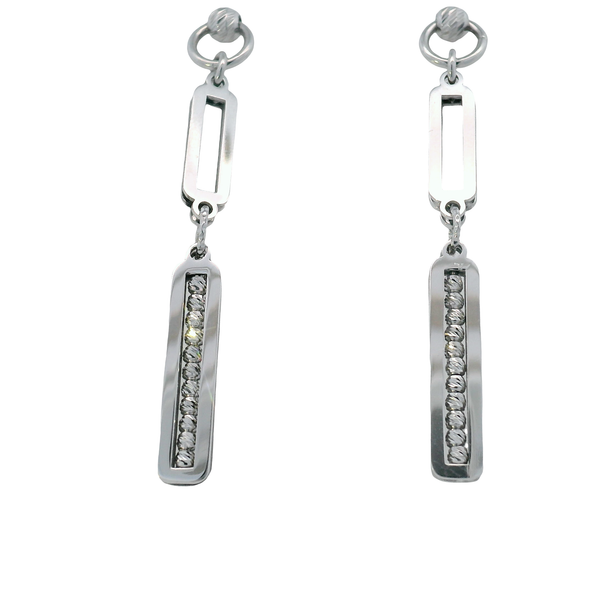 Sterling Silver Sparkle Beaded Paperclip Design Dangle Earrings West and Company Auburn, NY