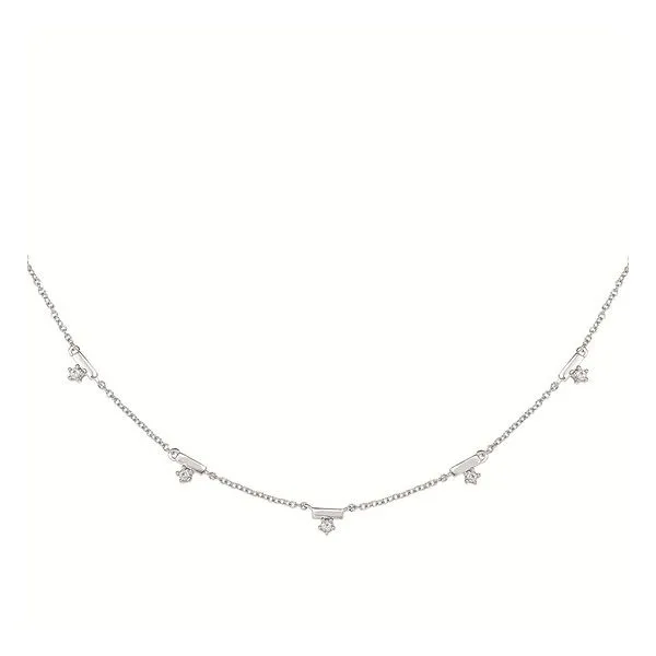 Sterling Silver Adjustable Diamond Station Necklace West and Company Auburn, NY