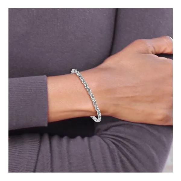 Sterling Silver Polished Mesh Sparkle Bracelet 7.5 Inches Image 2 West and Company Auburn, NY
