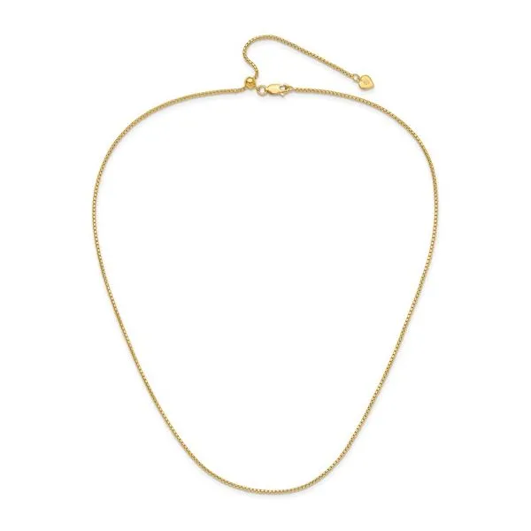 Sterling Silver Gold Plated Adjustable 1.25mm Round Box Chain -Adjusts to 22 Inches Image 2 West and Company Auburn, NY