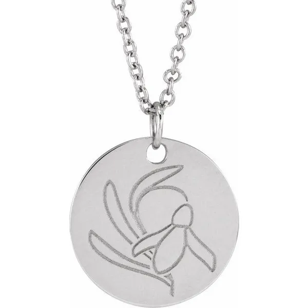 Sterling Silver Snow Drop January Birth Flower 16-18