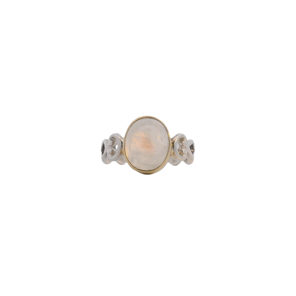 Sterling Silver with Vermeil Bezel Moonstone Ring - Size 8 West and Company Auburn, NY