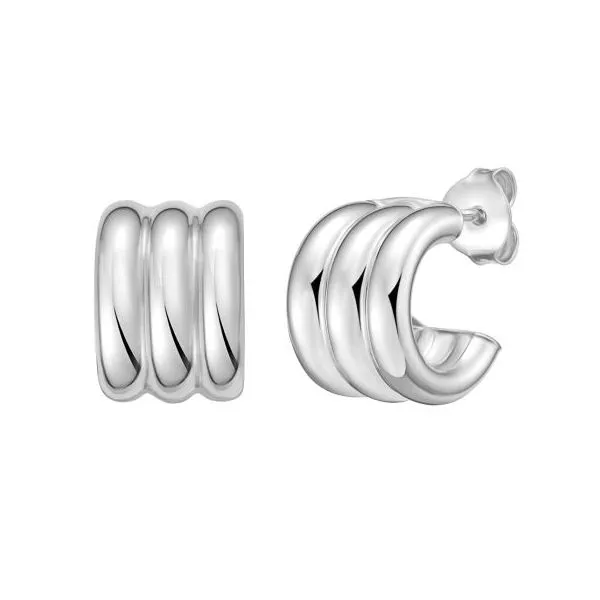 Sterling Silver Triple Row C-Hoop Earring with Push Back Clasp West and Company Auburn, NY