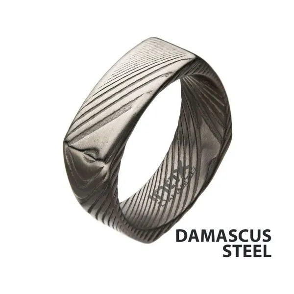 8mm Matte Finish Damascus Steel Square Edge Ring. Size 11 West and Company Auburn, NY