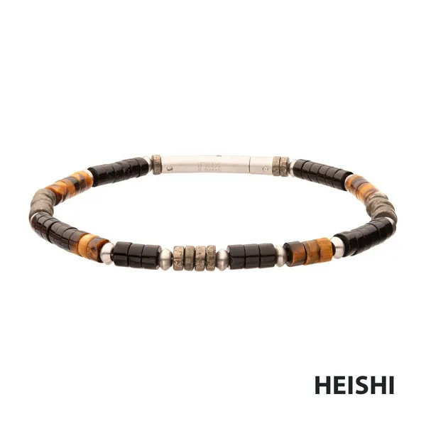 Pyro Sentinel (Onyx / Pyrite / Tiger-eye) Heishi Bead Bracelet West and Company Auburn, NY