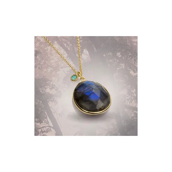 18K Vermeil Laboradorite Pendant with Apatite Accent and Lobster Claw Clasp West and Company Auburn, NY