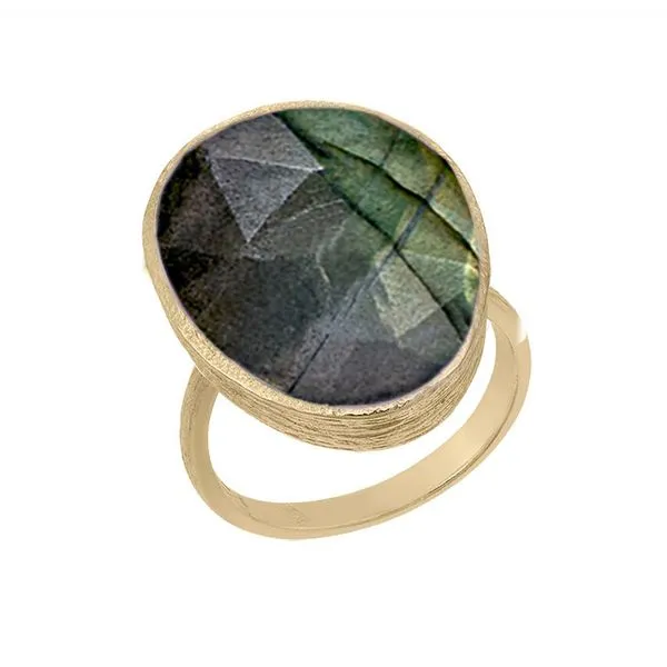 18K Vermeil Faceted Laboradorite Bezel Set Ring - Adjustable West and Company Auburn, NY