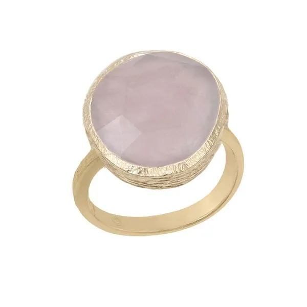 18K Vermeil Bezel Set Rose Quartz Adjustable Ring West and Company Auburn, NY