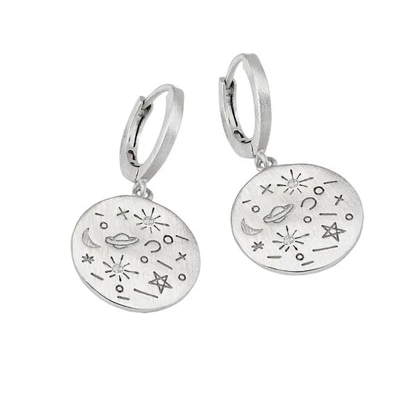 Sterling Silver Multi Finish Planetarium Hoop Dangle Earrings West and Company Auburn, NY