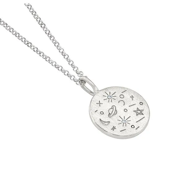 Sterling Silver Planetarium Disc Necklace with Cable Chain and Lobster Claw Clasp West and Company Auburn, NY