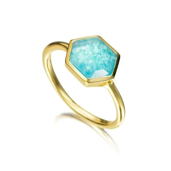 18K Vermeil Bezel Set Amazonite Ring ( Adjustable) West and Company Auburn, NY