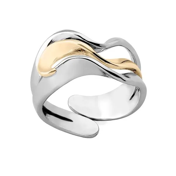 18K Vermeil and Sterling Silver Wave Design Adjustable Band Ring West and Company Auburn, NY