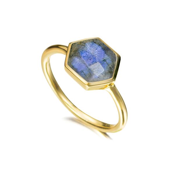 18K Vermeil Bezel Set Laboradorite Ring West and Company Auburn, NY