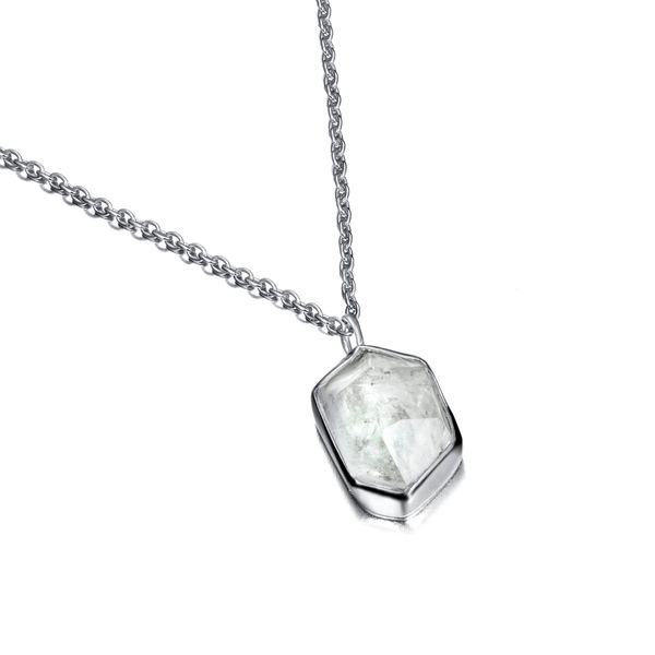 Sterling Silver Herkimer Quartz Crystal Bezel Set Pendant with Cable Chain and Lobster Claw Clasp West and Company Auburn, NY
