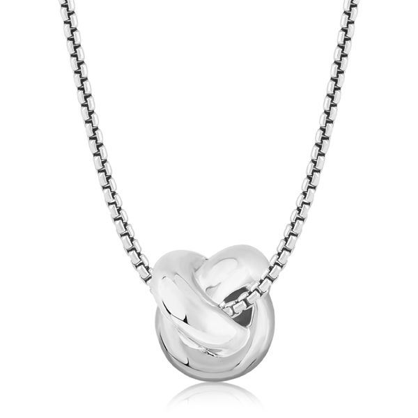 Sterling Silver Love Knot Pendant with 18 Inch Box Chain and Lobster Claw Clasp West and Company Auburn, NY