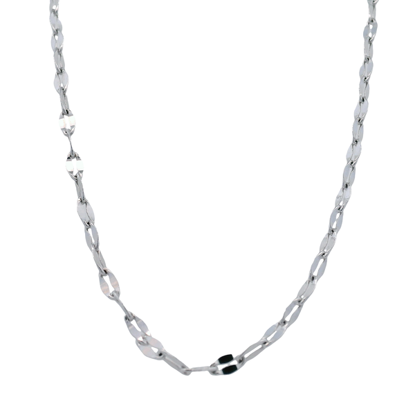 Sterling Silver 18 Inch Mirrored Marquise Link Chain with Lobster Claw Clasp West and Company Auburn, NY