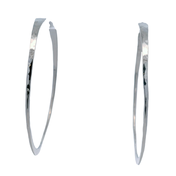 Sterling Silver Twisted Hammered Hoop Earrings Image 2 West and Company Auburn, NY