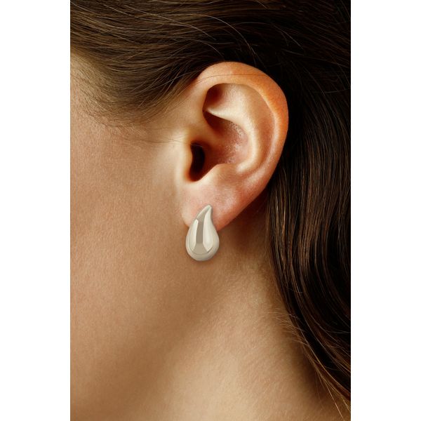 Sterling Silver Puffed Droplet Earrings Image 2 West and Company Auburn, NY
