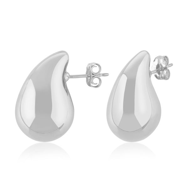 Sterling Silver Puffed Droplet Earrings West and Company Auburn, NY
