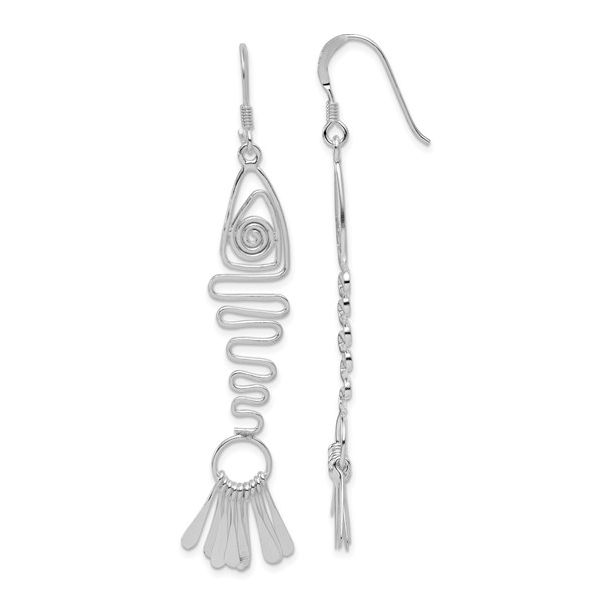 Sterling Silver Polished Geometric Fish Dangle Earrings West and Company Auburn, NY