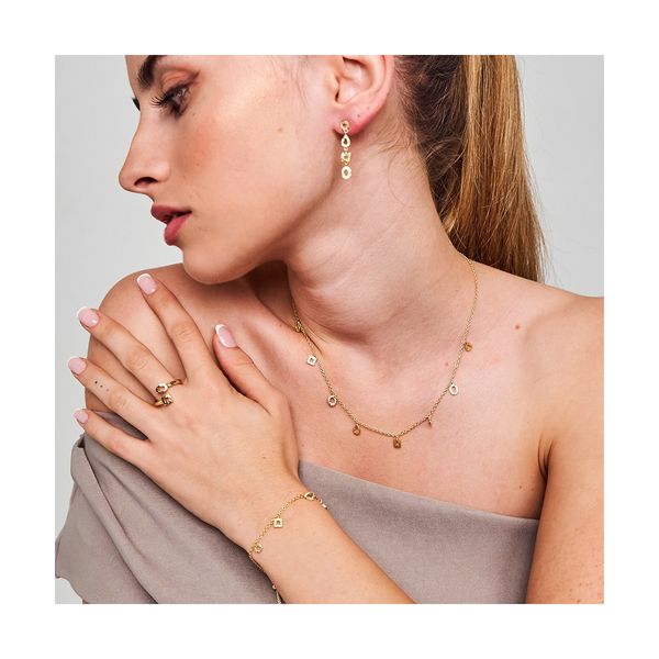 18K Vermeil Multi Shape Drop Adjustable Bracelet with Lobster Claw Clasp Image 3 West and Company Auburn, NY