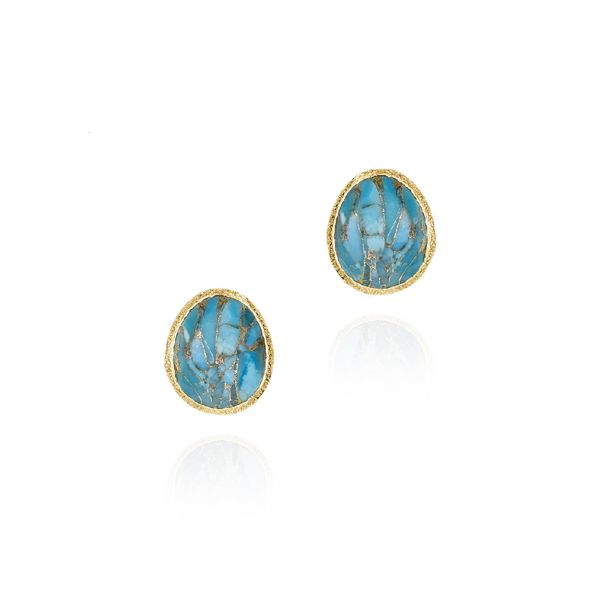 18K Vermeil Natural Turquoise Earrings West and Company Auburn, NY