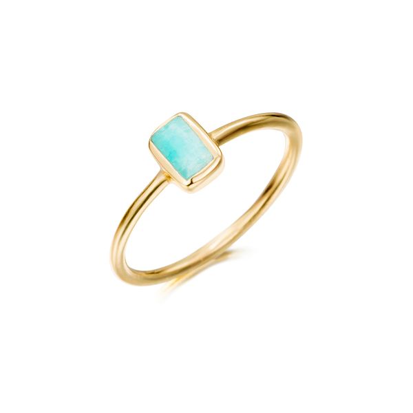 18K Vermeil 6mm Bezel Set Amazonite Stack Ring West and Company Auburn, NY