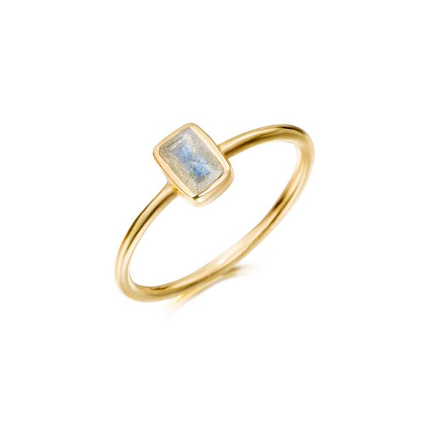 18K Vermeil 6mm Bezel Set Laboradorite Stackable Ring West and Company Auburn, NY