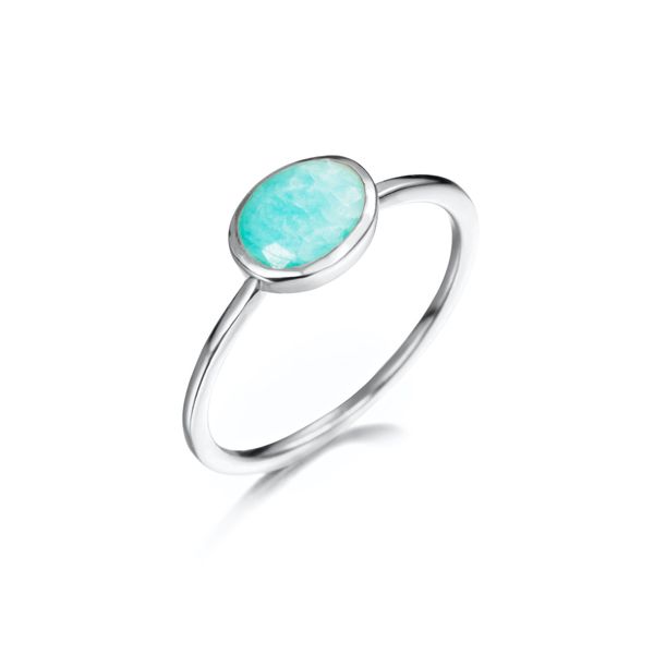 Sterling Silver 6mm Bezel Set Amazonite Ring West and Company Auburn, NY