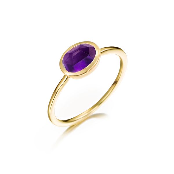18K Vermeil 6mm Bezel Set Amethyst Ring West and Company Auburn, NY
