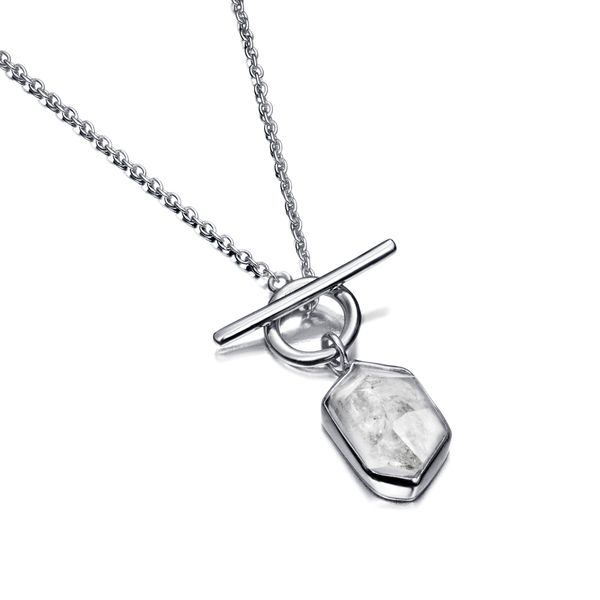 Sterling Silver Bezel Set Herkimer Quartz Toggle Necklace West and Company Auburn, NY