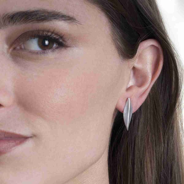 Sterling Silver Leaf Design Earrings Image 2 West and Company Auburn, NY