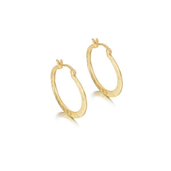 18K Vermeil Hoop Earrings with Texture and Satin Finish -Snap Bar Closure West and Company Auburn, NY