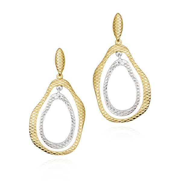Sterling Silver and 18K Vermeil Double Textured Drop Earrings West and Company Auburn, NY