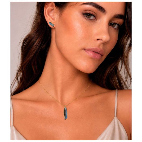 18K Vermeil Laboradorite Drop Pendant with Chain Image 2 West and Company Auburn, NY